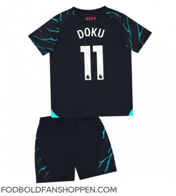 Manchester City Jeremy Doku #11 Tredjetrøje Børn 2023-24 Kortærmet (+ Korte bukser)